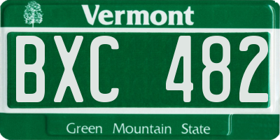 VT license plate BXC482