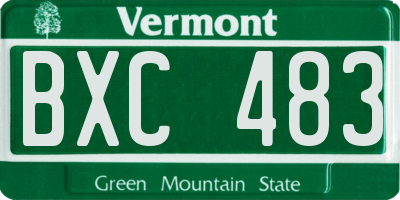 VT license plate BXC483