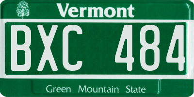 VT license plate BXC484
