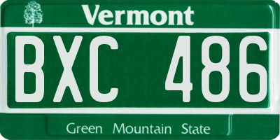 VT license plate BXC486