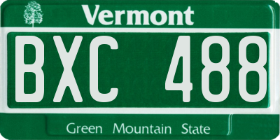 VT license plate BXC488