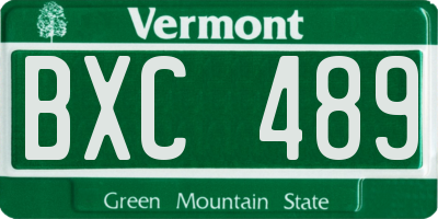 VT license plate BXC489