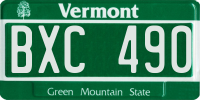 VT license plate BXC490