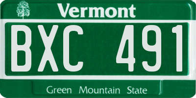 VT license plate BXC491
