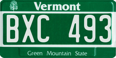 VT license plate BXC493