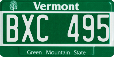 VT license plate BXC495