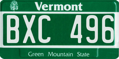 VT license plate BXC496