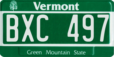 VT license plate BXC497