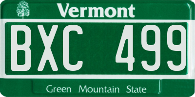 VT license plate BXC499
