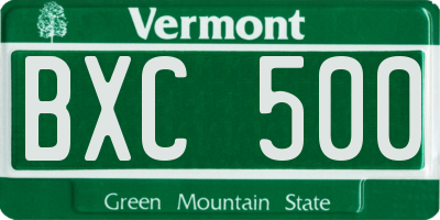 VT license plate BXC500