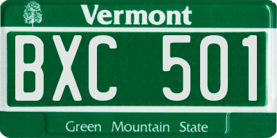 VT license plate BXC501
