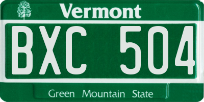 VT license plate BXC504
