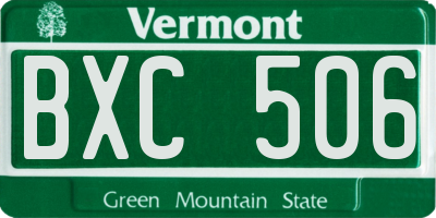 VT license plate BXC506