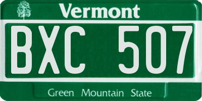 VT license plate BXC507