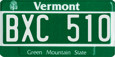 VT license plate BXC510
