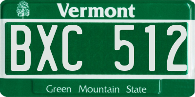 VT license plate BXC512