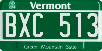 VT license plate BXC513