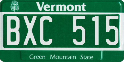 VT license plate BXC515