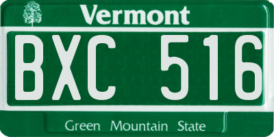 VT license plate BXC516