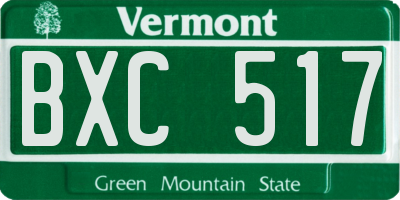 VT license plate BXC517