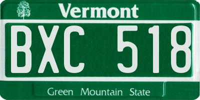 VT license plate BXC518