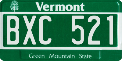 VT license plate BXC521