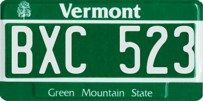 VT license plate BXC523