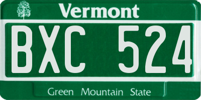 VT license plate BXC524