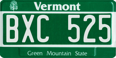 VT license plate BXC525
