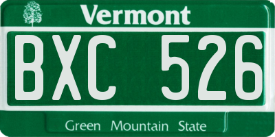 VT license plate BXC526