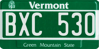 VT license plate BXC530