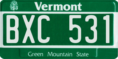 VT license plate BXC531