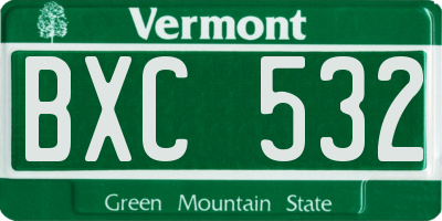 VT license plate BXC532
