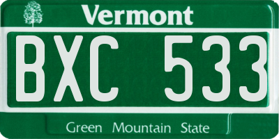 VT license plate BXC533