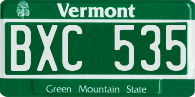 VT license plate BXC535