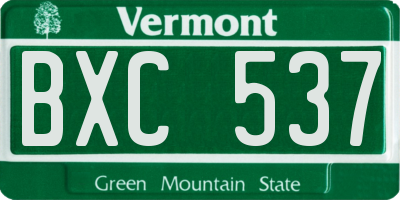 VT license plate BXC537
