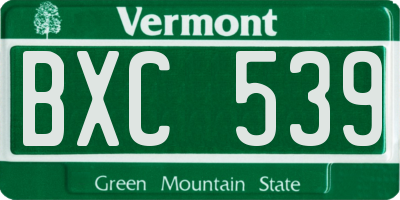 VT license plate BXC539