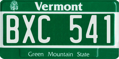 VT license plate BXC541