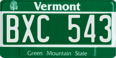 VT license plate BXC543