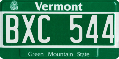VT license plate BXC544