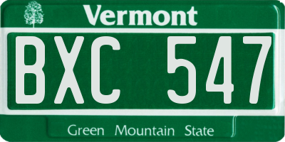 VT license plate BXC547