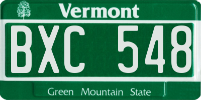 VT license plate BXC548