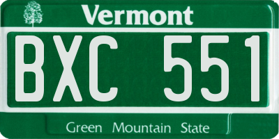 VT license plate BXC551