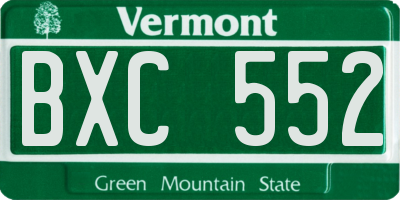 VT license plate BXC552