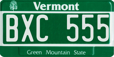 VT license plate BXC555