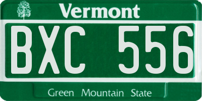 VT license plate BXC556