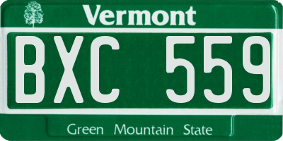 VT license plate BXC559