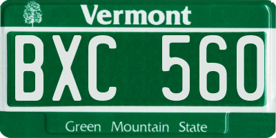 VT license plate BXC560