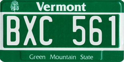 VT license plate BXC561