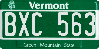 VT license plate BXC563